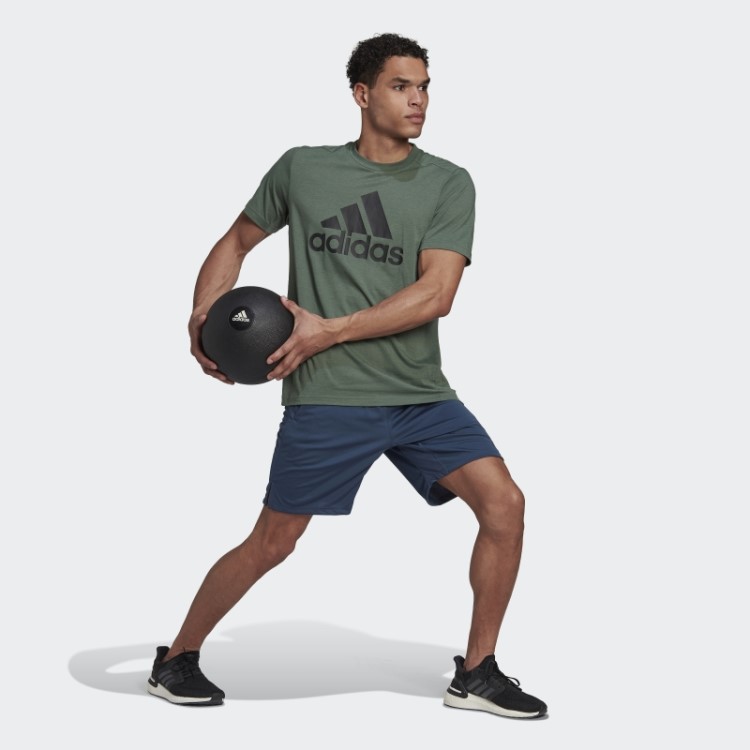 Camiseta Com Logo Esportivo Adidas Aeroready Designed 2 Move óxido Verde
