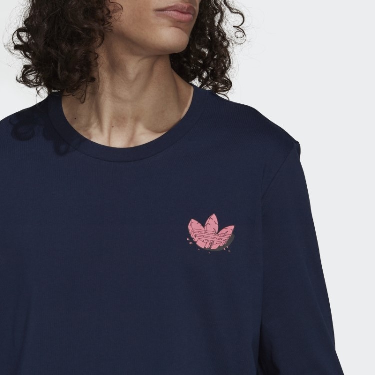 Camiseta Engraçada Dino Manga Longa Adidas Navy