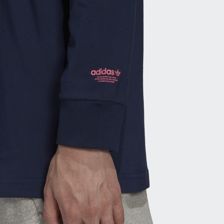 Camiseta Engraçada Dino Manga Longa Adidas Navy