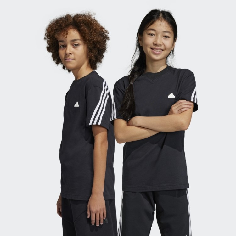 Camiseta Preta Com As Três Listras Future Icons Da Adidas