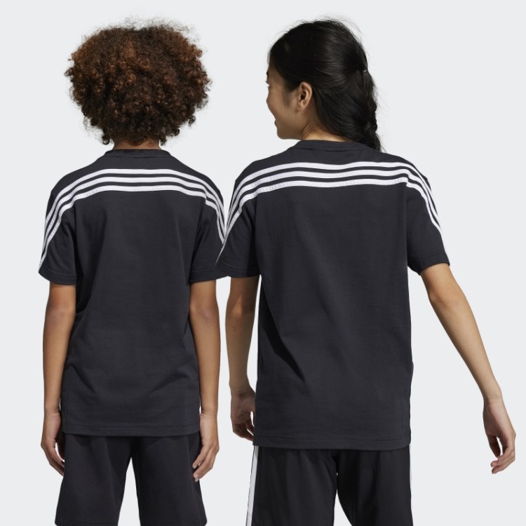 Camiseta Preta Com As Três Listras Future Icons Da Adidas