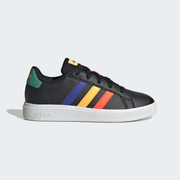 Tênis Preto Adidas Grand Court Estilo De Vida Com Cadarço