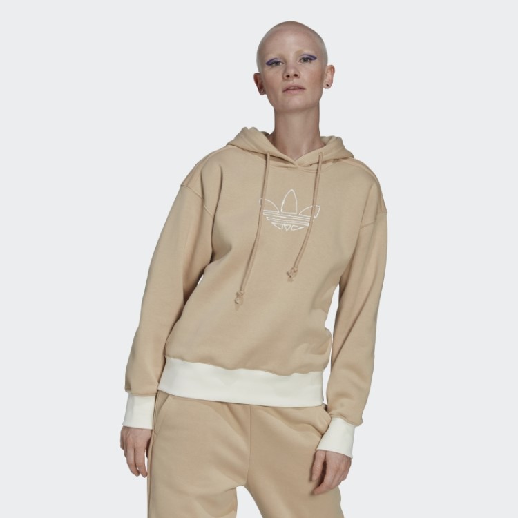 Moletom Bege Adidas Com Bordado Gráfico Trefoil