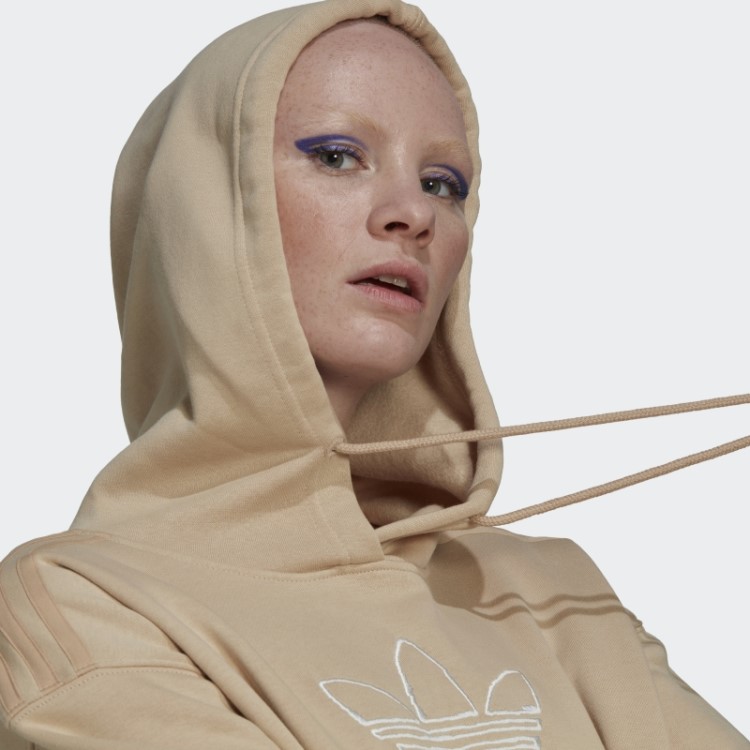 Moletom Bege Adidas Com Bordado Gráfico Trefoil