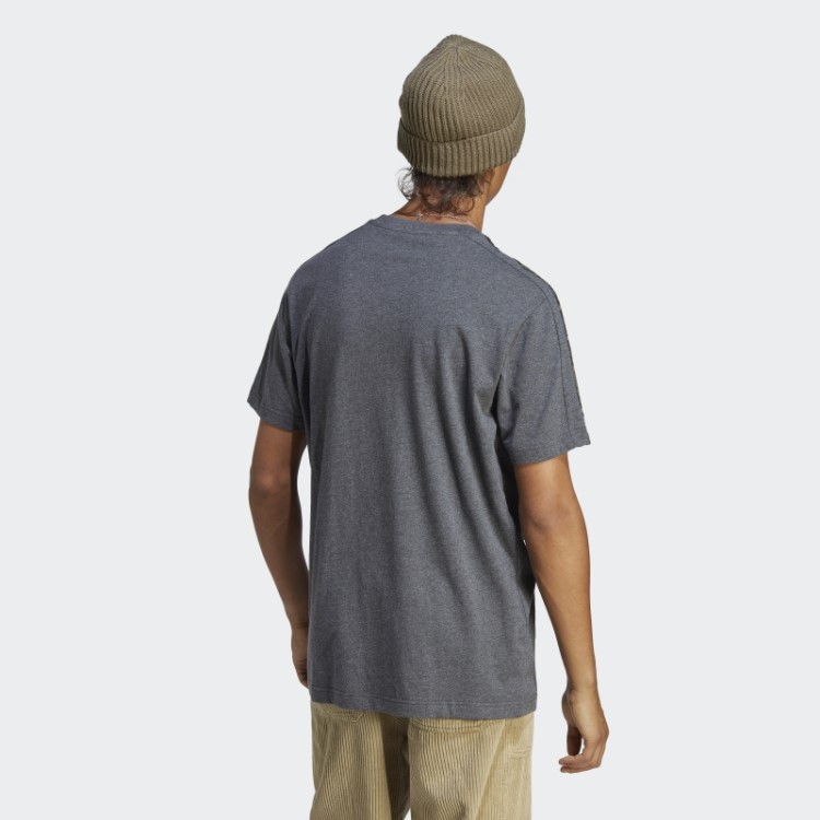 Camiseta Cinza Escuro Mescla Adidas Essentials Com As Três Listras