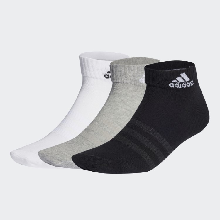 Meias Finas E Leves 3 Pares Adidas Cinza Médio