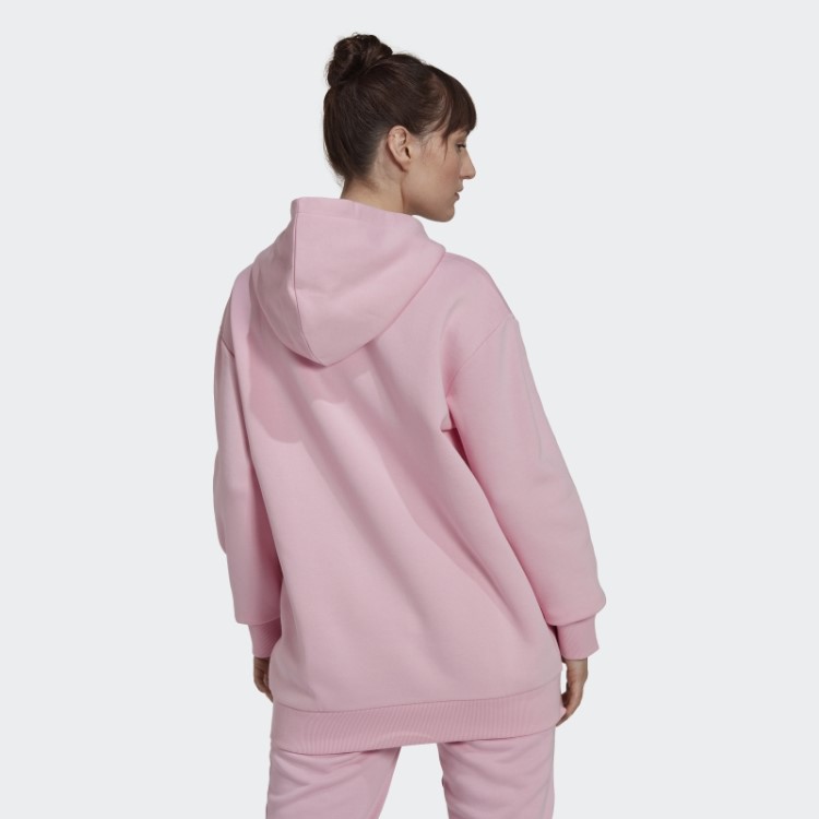 Adidas Essentials Moletom De Lã Com Capuz Oversize Rosa Verdadeiro