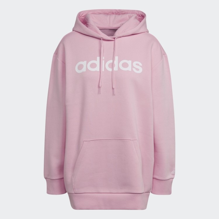 Adidas Essentials Moletom De Lã Com Capuz Oversize Rosa Verdadeiro