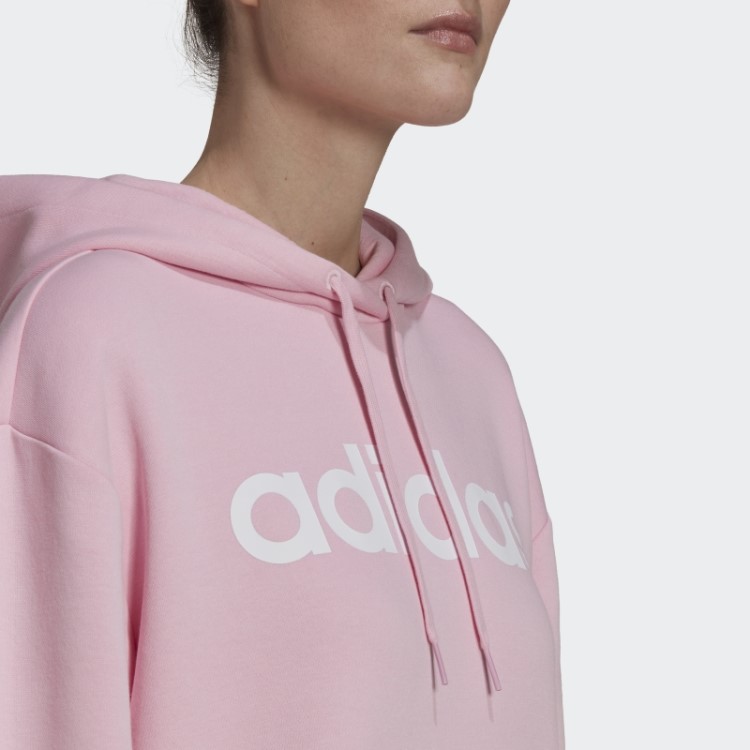 Adidas Essentials Moletom De Lã Com Capuz Oversize Rosa Verdadeiro
