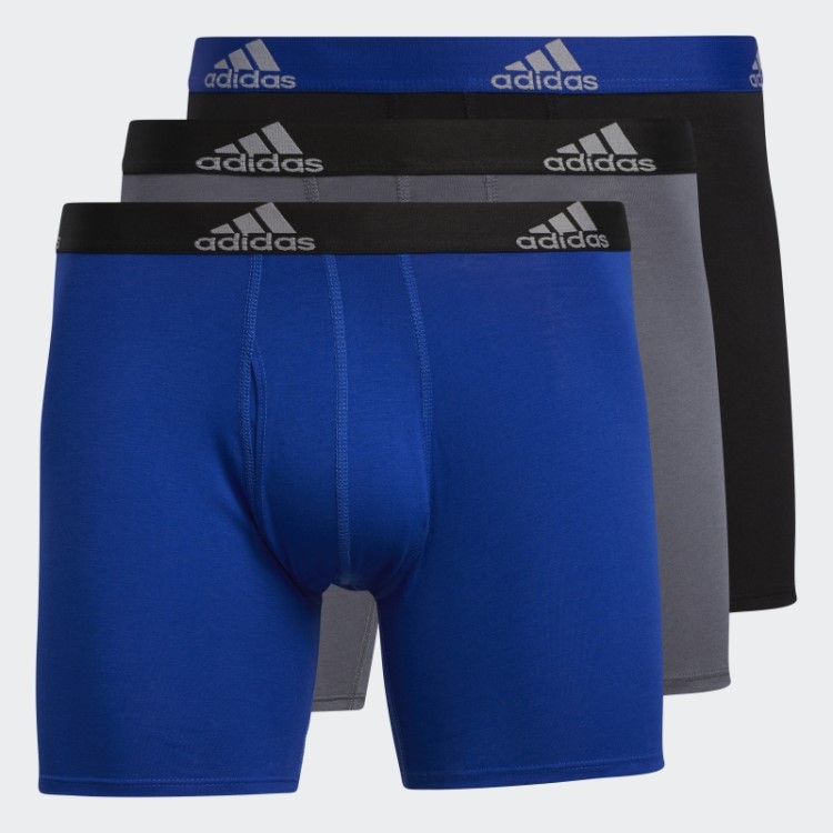 Cueca Boxer De Algodão Elástico Adidas Azul Médio 3 Pares