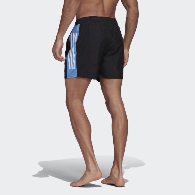 Short De Natação Preto Com As Três Listras Colorblock Da Adidas