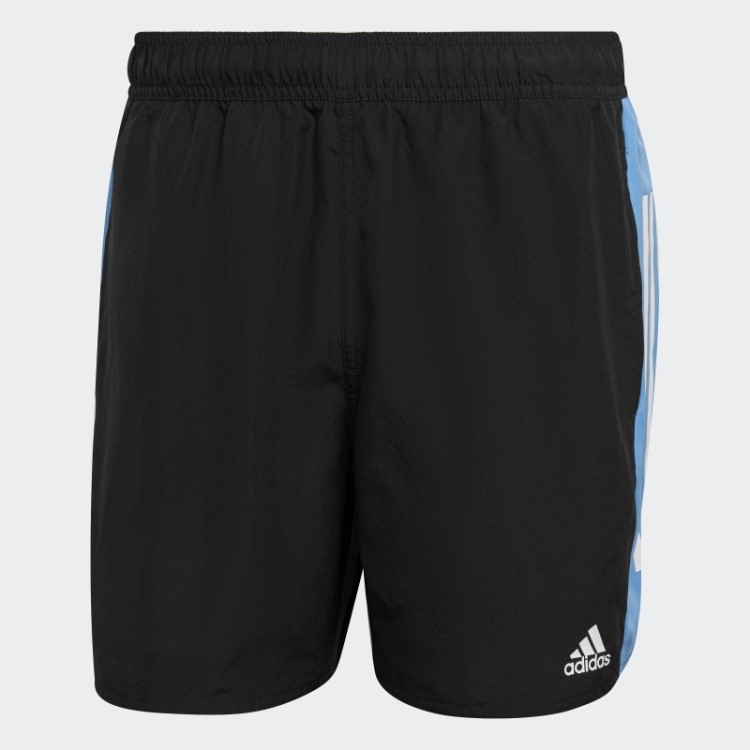 Short De Natação Preto Com As Três Listras Colorblock Da Adidas