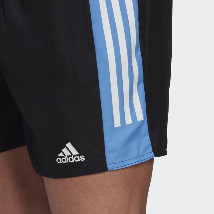 Short De Natação Preto Com As Três Listras Colorblock Da Adidas