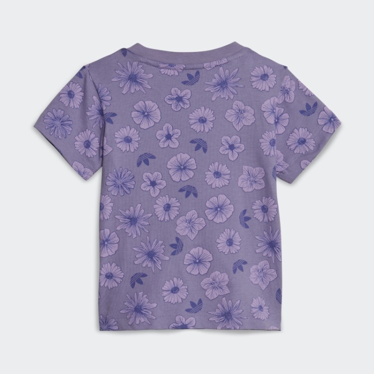 Conjunto De Camiseta E Short Floral Adidas Lilás