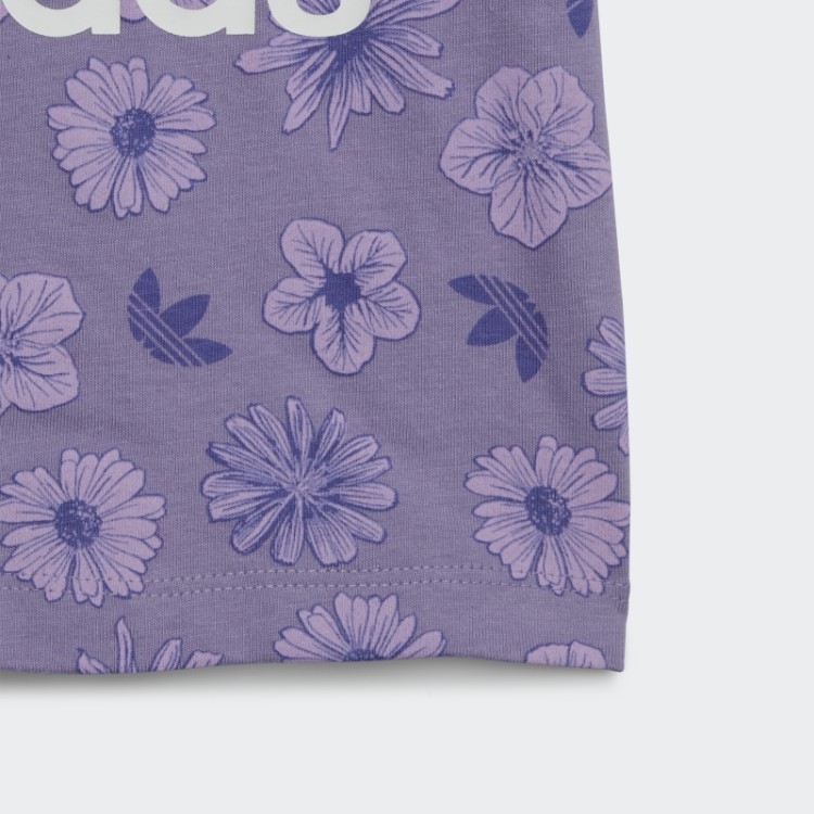 Conjunto De Camiseta E Short Floral Adidas Lilás