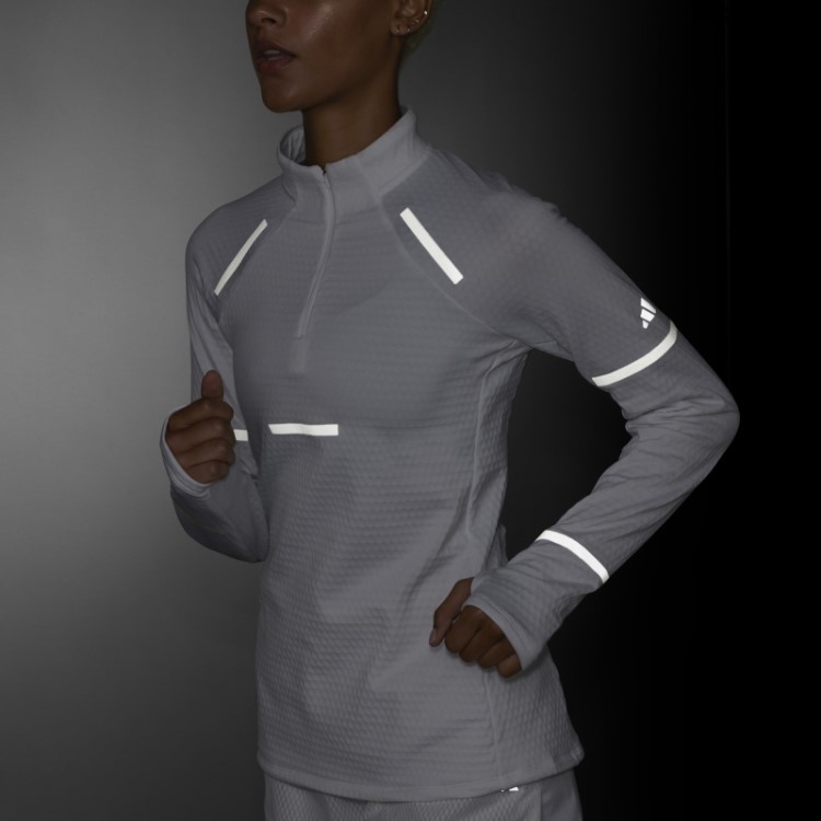Adidas Reflect At Night X-city Top Branco De Manga Comprida