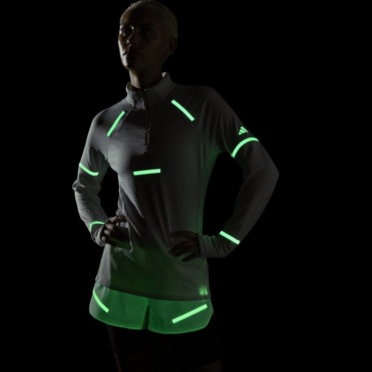 Adidas Reflect At Night X-city Top Branco De Manga Comprida
