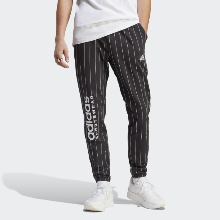 Calça De Lã Listrada Preta Adidas