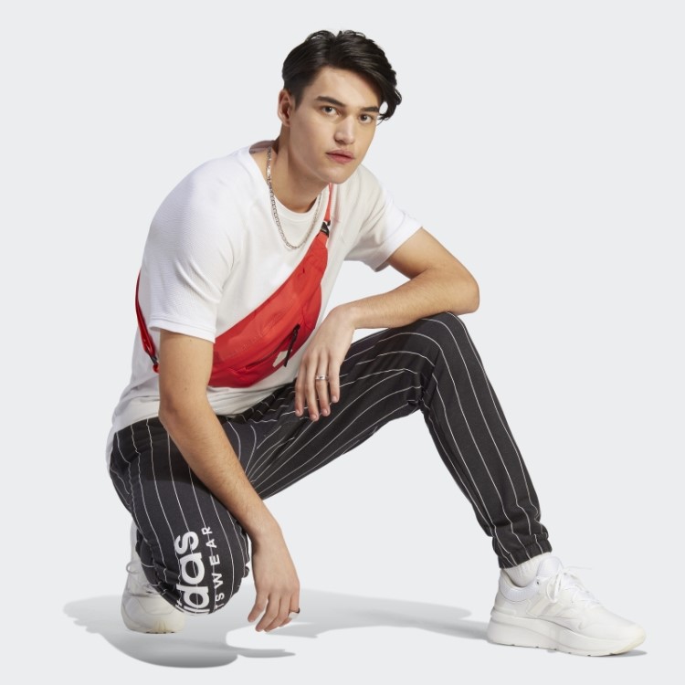 Calça De Lã Listrada Preta Adidas