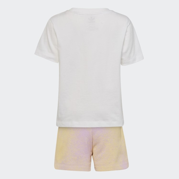 Shorts Com Logo Gráfico E Camiseta Branca Adidas