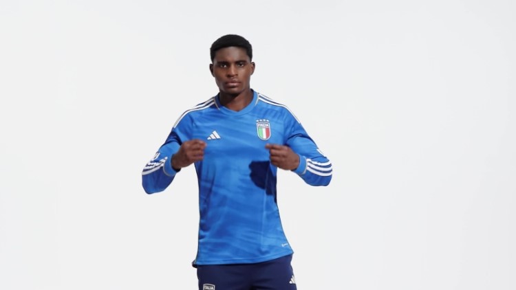 Azul Itália 2023 Home Camisa Manga Longa Adidas
