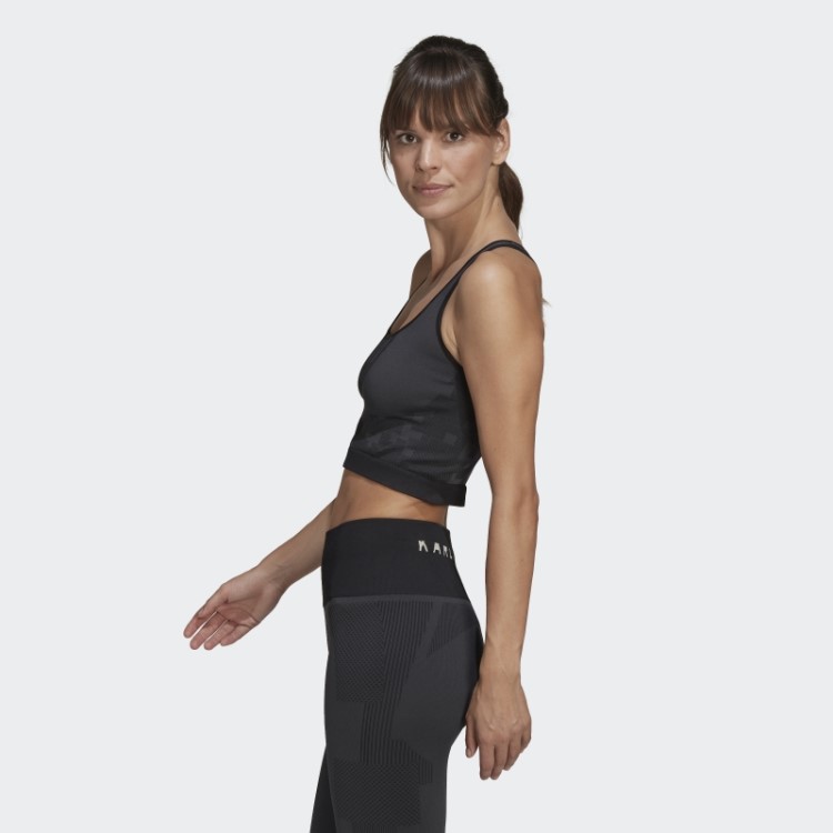 Top Adidas X Karlie Kloss Malha Sem Costura Em Camadas Hot Carbon