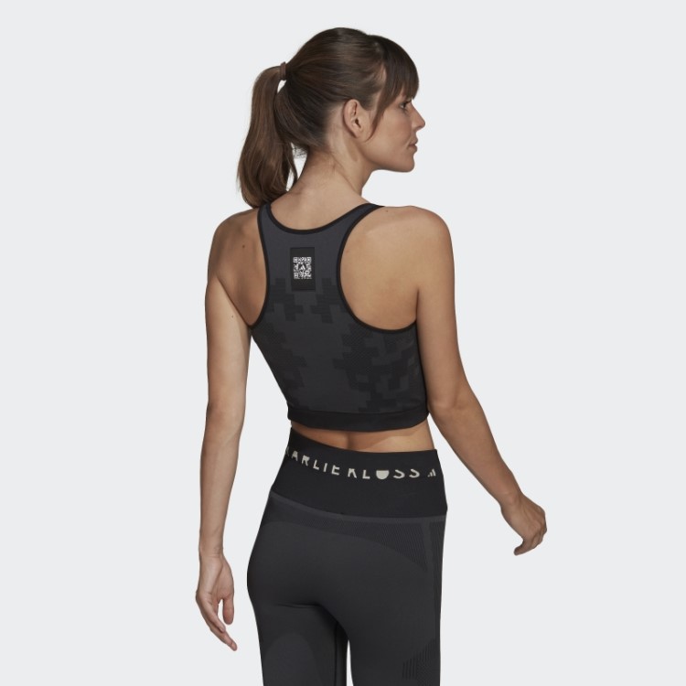Top Adidas X Karlie Kloss Malha Sem Costura Em Camadas Hot Carbon