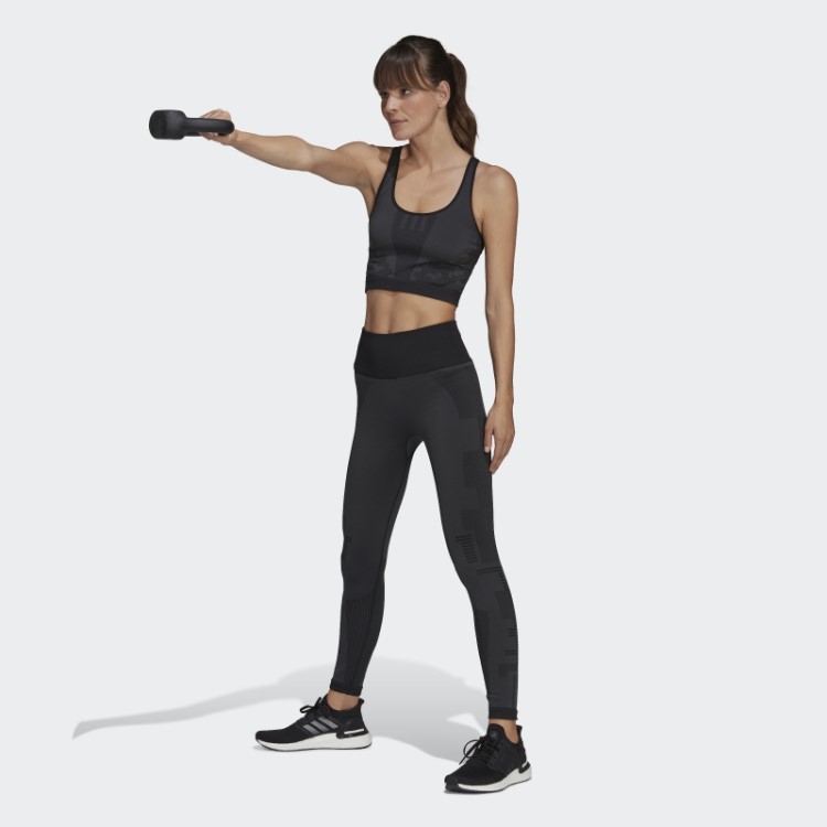 Top Adidas X Karlie Kloss Malha Sem Costura Em Camadas Hot Carbon