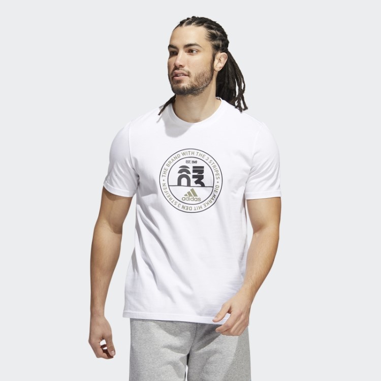 Camiseta Basics Com Emblema Gráfico Adidas Branca