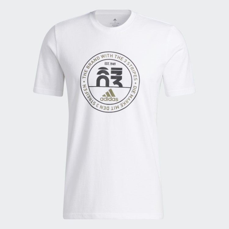 Camiseta Basics Com Emblema Gráfico Adidas Branca