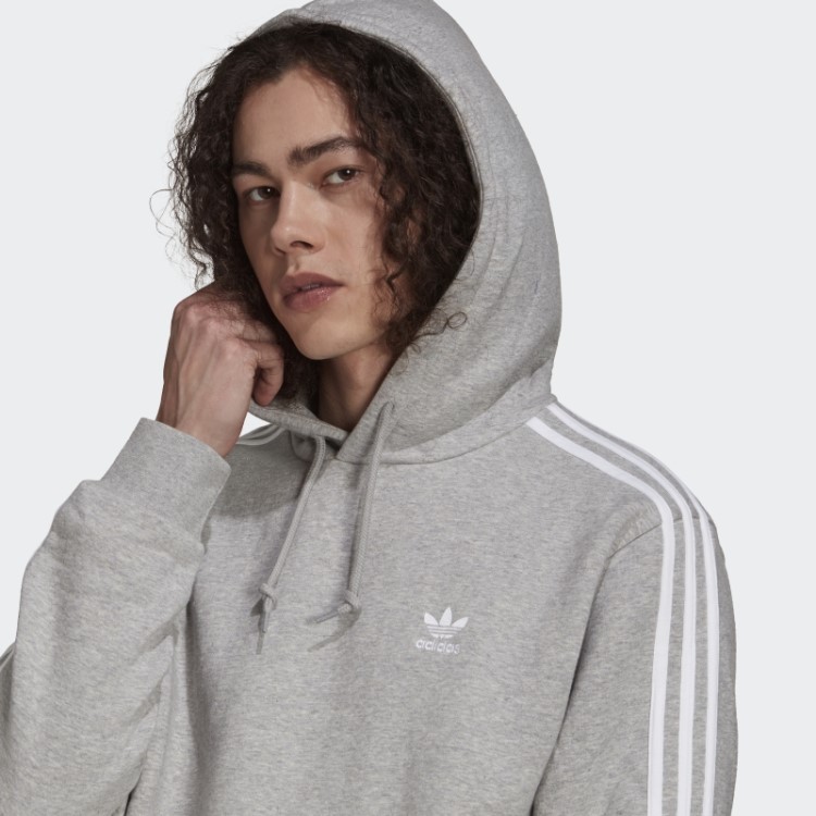 Moletom Cinza Médio Adidas Adicolor Classics Com As Três Listras
