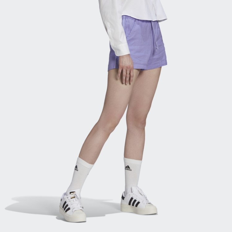 Shorts De Linho Adidas Roxo Claro