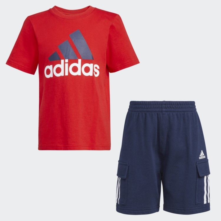 Conjunto Camiseta E Short Cargo Vermelho Adidas