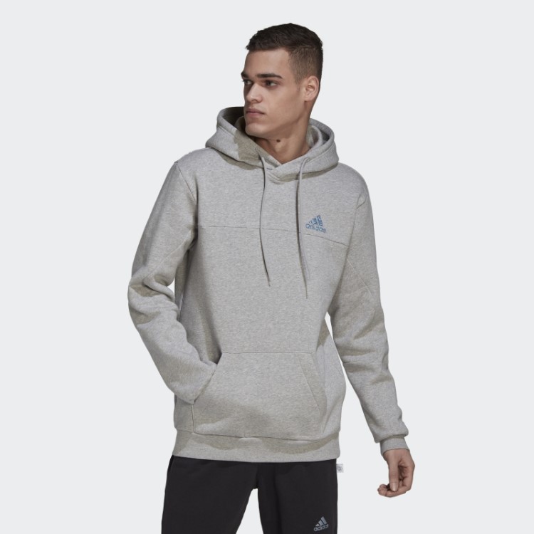 Moletom Esportivo Com Capuz Cinza Médio Adidas Em Lã Para Estádio