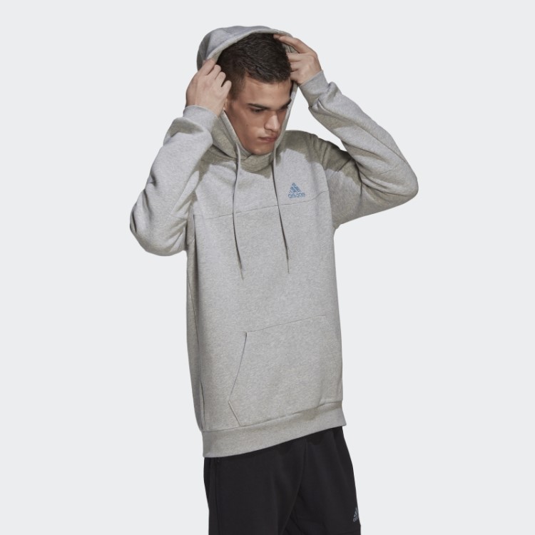 Moletom Esportivo Com Capuz Cinza Médio Adidas Em Lã Para Estádio