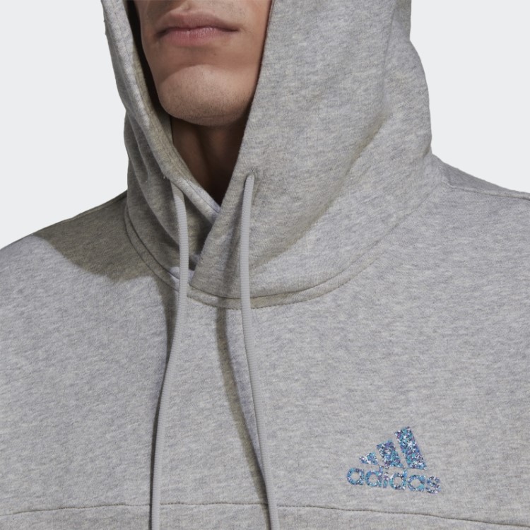 Moletom Esportivo Com Capuz Cinza Médio Adidas Em Lã Para Estádio