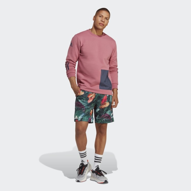 Moletom Rosa Adidas All Black Rugby Estilo De Vida Com Gola Redonda