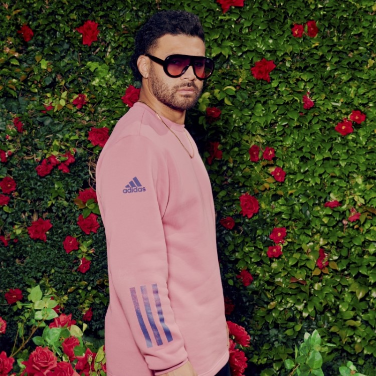 Moletom Rosa Adidas All Black Rugby Estilo De Vida Com Gola Redonda