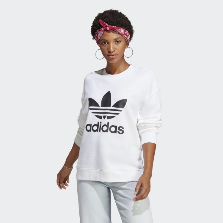 Moletom Da Tripulação Trefoil Branco Adidas Estiloso