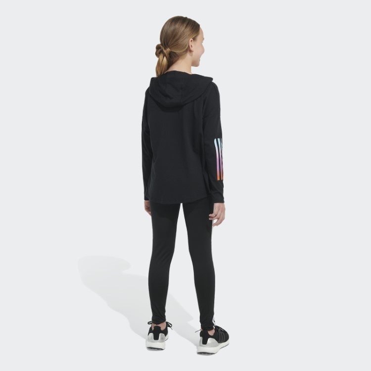Camiseta Adidas Preta Manga Longa Com Barra Curva