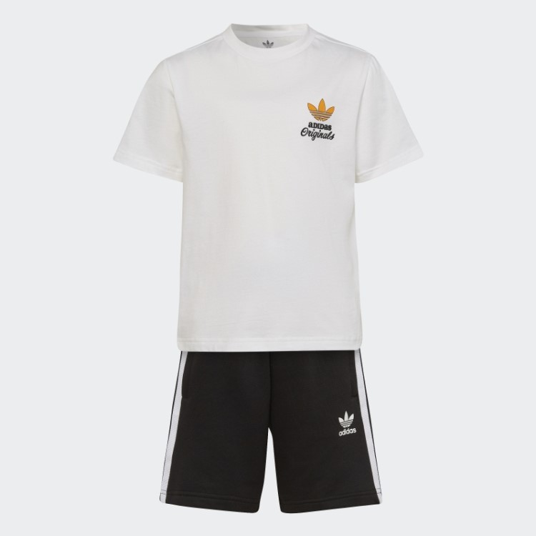 Shorts E Camiseta Trefoil Branco Adidas