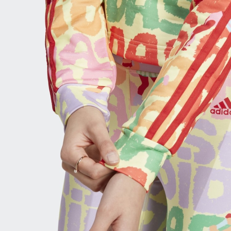 Moletom Com Capuz E Três Listras Adidas Farm Rio Pérola Citrino