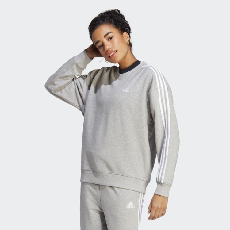 Moletom Com As Três Listras Essentials Cinza Médio Da Adidas