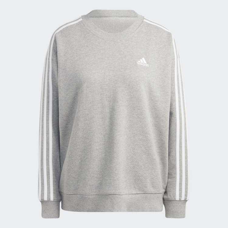 Moletom Com As Três Listras Essentials Cinza Médio Da Adidas