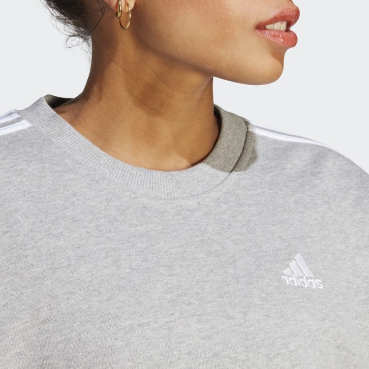 Moletom Com As Três Listras Essentials Cinza Médio Da Adidas