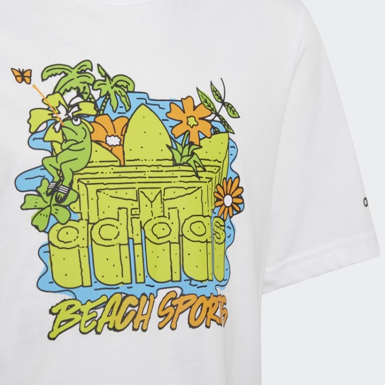 Adidas Camiseta Branca Com Estampa De Praia Stoked