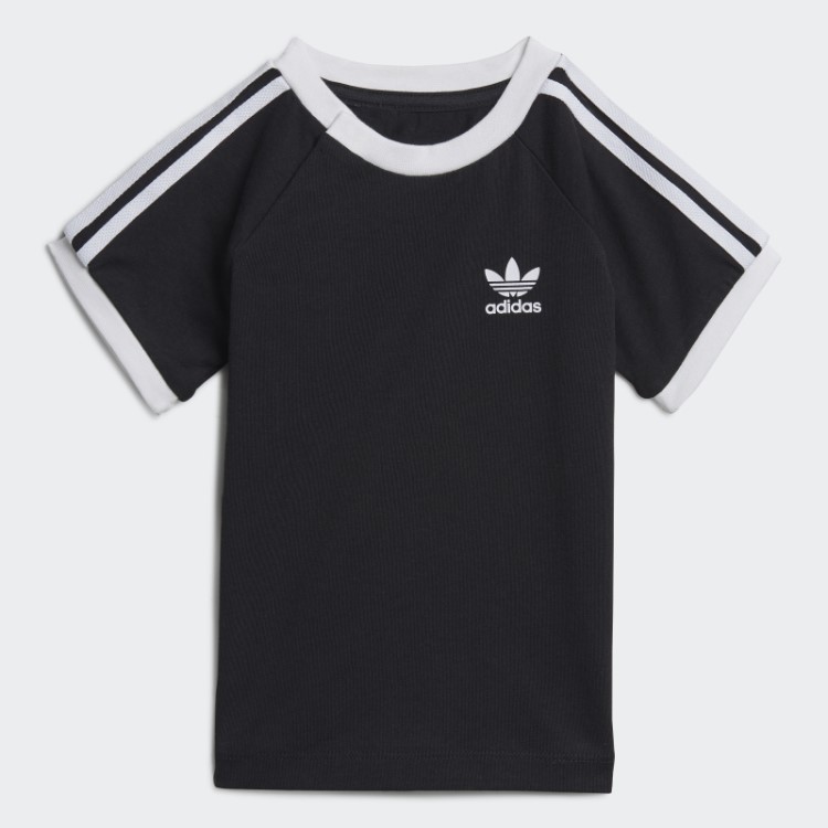 Camiseta Preta Com As Três Listras Adidas