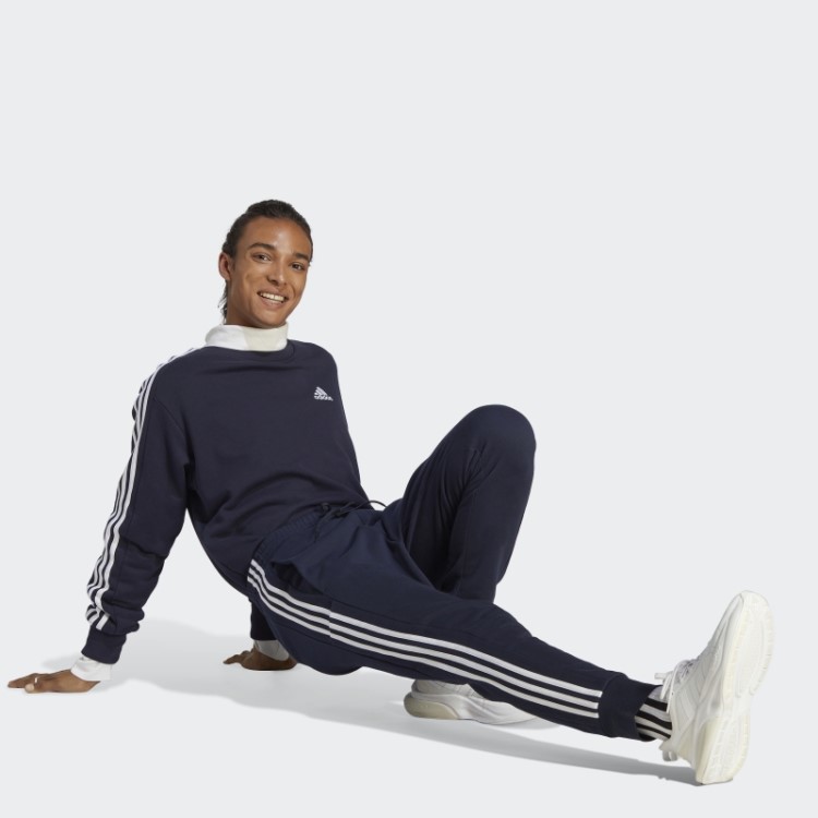 Calça Adidas Essentials French Terry Cuffed Cuff Com As Três Listras Branca Estilosa
