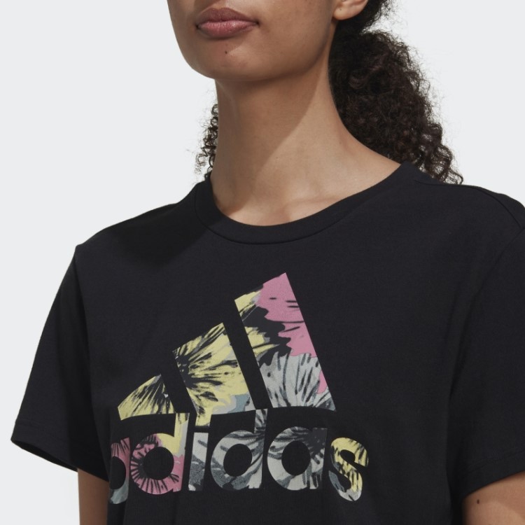 Camiseta Regular Com Estampa Allover Preta Adidas