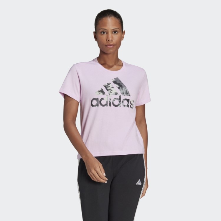 Camiseta Regular Lilás Com Estampa Allover Da Adidas